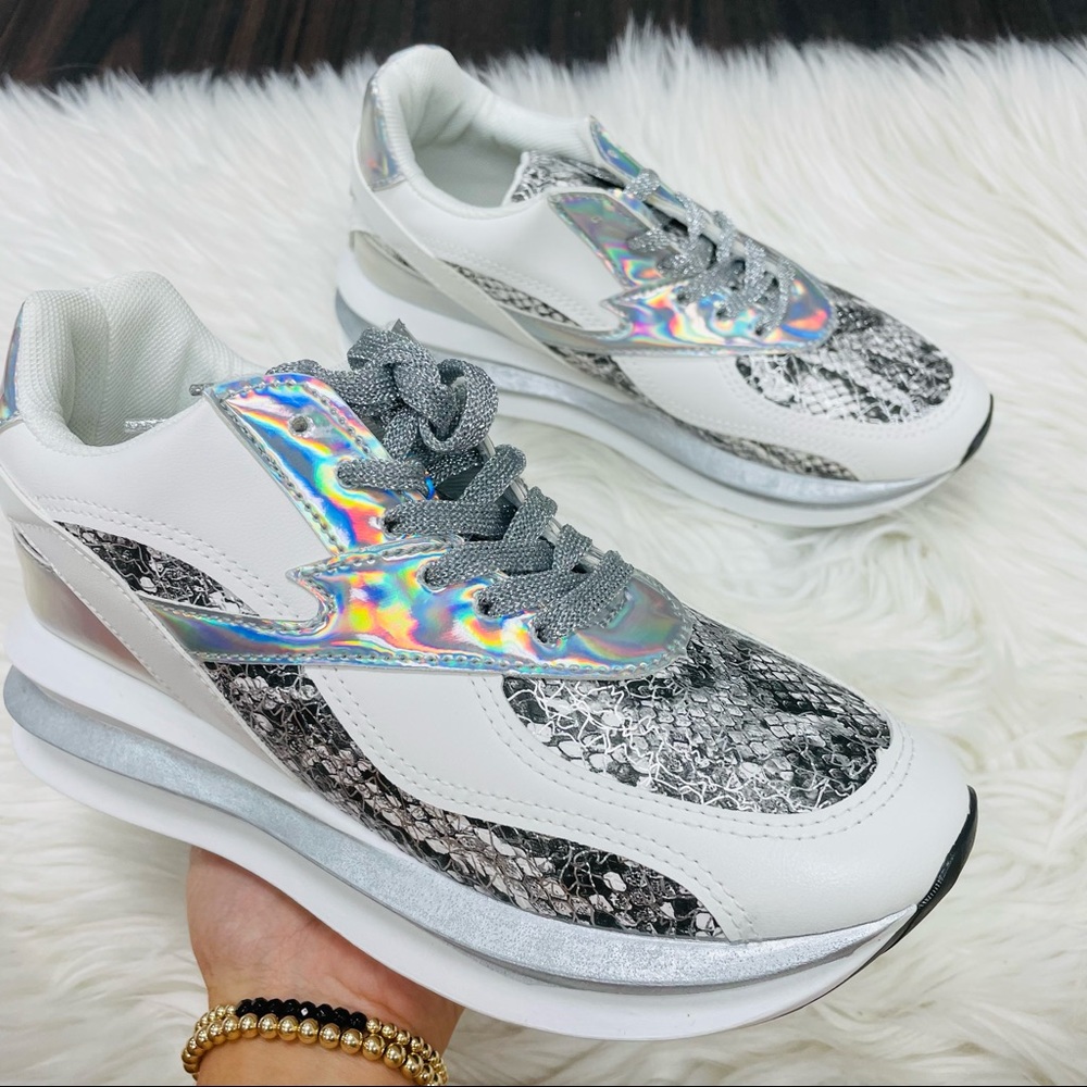 Silver snake platform sneaker - Picture 6 of 9
